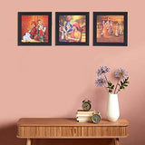 Load image into Gallery viewer, JaipurCrafts Village Scene Set of 3 Framed UV Digital Reprint Painting (Wood, Synthetic, 26 cm x 76 cm) JaipurCrafts