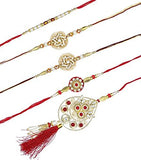 Load image into Gallery viewer, Webelkart Combo Of 5 Rakhi For Brother, Bhaiya, kids and Bhabhi with Beautiful Rakshabandhan Greetings Card/Bhabhi Lumba Rakhi/Krishna Rakhi/Rakhi Gifts