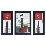 गैलरी व्यूवर में इमेज लोड करें, JaipurCrafts Flower Set of 3 Large Framed UV Digital Reprint Painting (Wood, Synthetic, 36 cm x 61 cm) JaipurCrafts