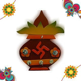 Load image into Gallery viewer, Webelkart Premium Combo of Rakhi Gift for Brother and Bhabhi and Kids with Designer Kalash Shaped Key Holder, Rakshabandhan Gifts for Bhai Sister - Fancy Rakhi with Designer Kalash Shaped Key Holder