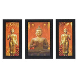 Load image into Gallery viewer, JaipurCrafts Modern Art Set of 3 Large Framed UV Digital Reprint Painting (Wood, Synthetic, 36 cm x 61 cm) JaipurCrafts