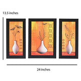 Load image into Gallery viewer, JaipurCrafts Flower Set of 3 Large Framed UV Digital Reprint Painting (Wood, Synthetic, 36 cm x 61 cm)