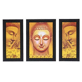 Load image into Gallery viewer, JaipurCrafts Buddha Set of 3 Large Framed UV Digital Reprint Painting (Wood, Synthetic, 36 cm x 61 cm)