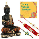 Load image into Gallery viewer, Webelkart Premium Combo of Rakhi Gift for Brother and Bhabhi and Kids with Lord Gautam Buddha, Rakshabandhan Gifts for Bhai Sister - Fancy Rakhi with Gautam Buddha showpiece