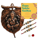 Load image into Gallery viewer, Webelkart Premium Combo of Rakhi Gift for Brother and Bhabhi and Kids with Lord Ganesha On Creative Leaf Hanging, Rakshabandhan Gifts for Bhai Sister