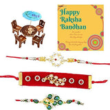 Load image into Gallery viewer, Webelkart Premium Combo of Rakhi Gift for Brother and Bhabhi and Kids with Premium Miniature Table Chair set showpiece