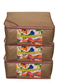 Load image into Gallery viewer, JaipurCrafts 3 Pieces Non Woven Saree Cover Set, Beige (45 x 35 x 22 cm) JaipurCrafts