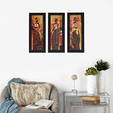 Load image into Gallery viewer, JaipurCrafts Trible Lady Set of 3 Large Framed UV Digital Reprint Painting (Wood, Synthetic, 41 cm x 53 cm) JaipurCrafts