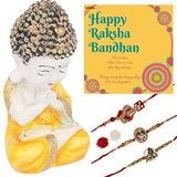 Load image into Gallery viewer, Webelkart Premium Combo of Rakhi Gift for Brother and Bhabhi and Kids with Premium Child Monk Showpiece Rakshabandhan Gifts for Bhai Sister - Fancy Rakhi with Premium Child Monk Showpiece