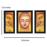 Load image into Gallery viewer, JaipurCrafts Buddha Set of 3 Large Framed UV Digital Reprint Painting (Wood, Synthetic, 36 cm x 61 cm)