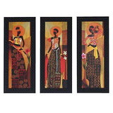 Load image into Gallery viewer, JaipurCrafts Trible Lady Set of 3 Large Framed UV Digital Reprint Painting (Wood, Synthetic, 41 cm x 53 cm) JaipurCrafts