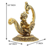 Load image into Gallery viewer, WebelKart Handcrafted Home Decorative Lord Ganesha Working On Laptop Statue (6.50 in, Aluminium, Gold)