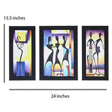 Load image into Gallery viewer, JaipurCrafts Modern Art Set of 3 Large Framed UV Digital Reprint Painting (Wood, Synthetic, 36 cm x 61 cm) JaipurCrafts