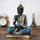 Load image into Gallery viewer, Webelkart Resin Sitting Buddha Idol Statue, 10 IN, Sky Blue And Black, 1 Piece