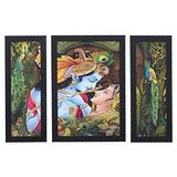 गैलरी व्यूवर में इमेज लोड करें, JaipurCrafts Flower Set of 3 Large Framed UV Digital Reprint Painting (Wood, Synthetic, 36 cm x 61 cm)