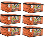 Load image into Gallery viewer, JaipurCrafts 6 Pieces Polka Dots Non Woven Saree Cover Set, Orange (45 x 35 x 21 cm) JaipurCrafts