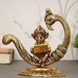 Load image into Gallery viewer, WebelKart Handcrafted Home Decorative Lord Ganesha Working On Laptop Statue (6.50 in, Aluminium, Gold)