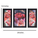 Load image into Gallery viewer, JaipurCrafts Flower Set of 3 Large Framed UV Digital Reprint Painting (Wood, Synthetic, 36 cm x 61 cm) JaipurCrafts