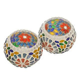 Load image into Gallery viewer, WebelKart Set of 2 Mosaic Glass TeaLight Votive Candle Holder with Tea Light Candles for Living Room Table Home Decor Indoor Outdoor Decorations (Multicolor, Glass) JaipurCrafts