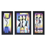 Load image into Gallery viewer, JaipurCrafts Modern Art Set of 3 Large Framed UV Digital Reprint Painting (Wood, Synthetic, 36 cm x 61 cm) JaipurCrafts