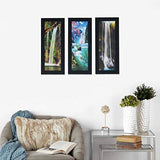 Load image into Gallery viewer, JaipurCrafts Waterfall Set of 3 Large Framed UV Digital Reprint Painting (Wood, Synthetic, 41 cm x 53 cm) JaipurCrafts