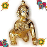 गैलरी व्यूवर में इमेज लोड करें, Webelkart Premium Combo of Rakhi Gift for Brother and Bhabhi and Kids with Laddu Gopal Metal Showpiece- 3 INCH, Rakshabandhan Gifts for Bhai Sister - Fancy Rakhi with Laddu Gopal