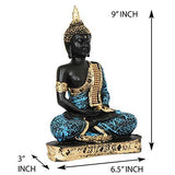 Load image into Gallery viewer, Webelkart Resin Sitting Buddha Idol Statue, 10 IN, Sky Blue And Black, 1 Piece