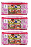 Load image into Gallery viewer, JaipurCrafts 3 Pieces Premium Flowers Print Non Woven Saree Cover Set, Pink (45 x 35 x 21 cm),Large