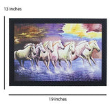 Load image into Gallery viewer, JaipurCrafts Running Horses Large Framed UV Digital Reprint Painting (Wood, Synthetic, 36 cm x 51 cm) JaipurCrafts