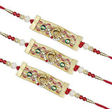 Load image into Gallery viewer, Webelkart Combo Of 3 Rakhi For Brother, Bhaiya, kids and Bhabhi with Beautiful Rakshabandhan Greetings Card/Bhabhi Lumba Rakhi/Krishna Rakhi/Rakhi Gifts