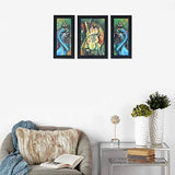 Load image into Gallery viewer, JaipurCrafts Lord Ganesha Set of 3 Large Framed UV Digital Reprint Painting (Wood, Synthetic, 36 cm x 61 cm)