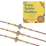 गैलरी व्यूवर में इमेज लोड करें, Webelkart Combo Of 3 Rakhi For Brother, Bhaiya, kids and Bhabhi with Beautiful Rakshabandhan Greetings Card/Bhabhi Lumba Rakhi/Krishna Rakhi/Rakhi Gifts