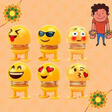 Load image into Gallery viewer, Webelkart Premium Combo of Rakhi Gift for Kids with 6 Pcs Attractive Bobble Head Emoji Toys, Rakshabandhan Gifts for Bhai Sister - Fancy Rakhi with Attractive Bobble Head Emoji Toys