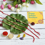 Load image into Gallery viewer, Webelkart Combo Of 3 Rakhi For Brother, Bhaiya, kids and Bhabhi with Beautiful Rakshabandhan Greetings Card/Bhabhi Lumba Rakhi/Krishna Rakhi/Rakhi Gifts