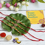 गैलरी व्यूवर में इमेज लोड करें, Webelkart Combo Of 3 Rakhi For Brother, Bhaiya, kids and Bhabhi with Beautiful Rakshabandhan Greetings Card/Bhabhi Lumba Rakhi/Krishna Rakhi/Rakhi Gifts