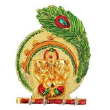 गैलरी व्यूवर में इमेज लोड करें, Webelkart Lord Ganesha Meenakari Mor Pankh Key Stand Key Holder for Home &amp; Office (Genuine) (18.00 X 14.00 cm, Aluminium) JaipurCrafts