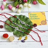 Load image into Gallery viewer, Webelkart Combo Of 3 Rakhi For Brother, Bhaiya, kids and Bhabhi with Beautiful Rakshabandhan Greetings Card/Bhabhi Lumba Rakhi/Krishna Rakhi/Rakhi Gifts