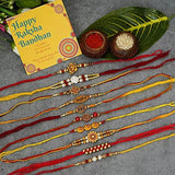 Load image into Gallery viewer, Webelkart Combo Of 10 Rakhi For Brother, Bhaiya, kids and Bhabhi with Beautiful Rakshabandhan Greetings Card/Bhabhi Lumba Rakhi/Krishna Rakhi/Rakhi Gifts