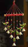 गैलरी व्यूवर में इमेज लोड करें, JaipurCrafts Handcrafted Rajasthani Bells Birds Design Wall Hanging Decorative Showpiece - 45 cm (Wood) (Design 9)-JaipurCrafts