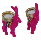 Load image into Gallery viewer, Webelkart Cute Christmas Reindeer Tealight Candle Holder - 2 pc (Pink) Reindeer Shaped tealight Holder, Diwali Gift, Diwali Lights, Diwali tealight