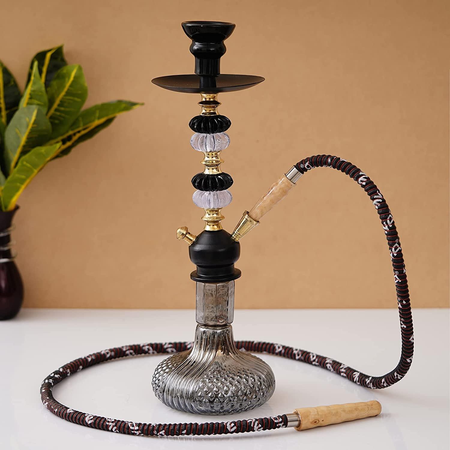 JaipurCrafts Premium Designer Black Russian Style Hookah Set (18.50 Inch)