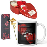 Load image into Gallery viewer, Webelkart®️ Valentine&#39;s Gift Combo of Happy Valentine&#39;s Day Coffee Mug with 1 Golden Rose with Gift Box and 1 Heart Shape Teddy Box Gift for Girlfriend/Boyfriend