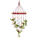 गैलरी व्यूवर में इमेज लोड करें, JaipurCrafts Handcrafted Rajasthani Bells Birds Design Wall Hanging Decorative Showpiece - 45 cm (Wood) (Design 9)-JaipurCrafts