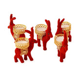 गैलरी व्यूवर में इमेज लोड करें, Webelkart Cute Christmas Reindeer Tealight Holder - 5 pc (Red) Reindeer Shaped tealight Candle Holder for Home and Office Decor| Christmas tealight Holder