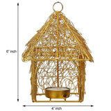 Load image into Gallery viewer, Webelkart Premium Hanging Bird Nest tealight Candle Holder for Home and Office Decor| laltern tealight Holder for Home ( 6 Inches, Gold)