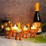 गैलरी व्यूवर में इमेज लोड करें, Webelkart Cute Christmas Reindeer Tealight Holder - 5 pc (Orange) Reindeer Shaped tealight Candle Holder for Home and Office Decor| Christmas tealight Holder