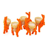 Load image into Gallery viewer, Webelkart Cute Christmas Reindeer Tealight Holder - 5 pc (Orange) Reindeer Shaped tealight Candle Holder for Home and Office Decor| Christmas tealight Holder