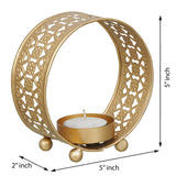 गैलरी व्यूवर में इमेज लोड करें, Webelkart®️ Premium Handcrafted Ring Shape Table Tealight Candle Holder for Home and Festival Decor with Bonus tealight (5 Inches, Gold)