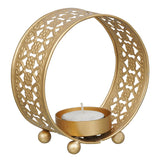 गैलरी व्यूवर में इमेज लोड करें, Webelkart®️ Premium Handcrafted Ring Shape Table Tealight Candle Holder for Home and Festival Decor with Bonus tealight (5 Inches, Gold)